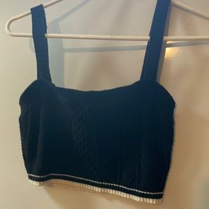 Blue Blush Black Crop Top Sleeveless Knit Sweater Style
